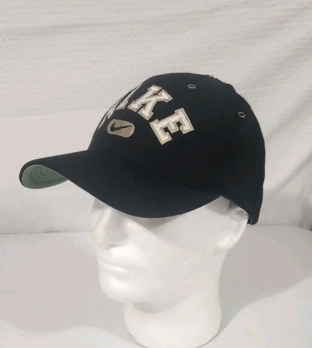 Vtg Nike Black Swoosh Strapback Mens Baseball Embroidered
